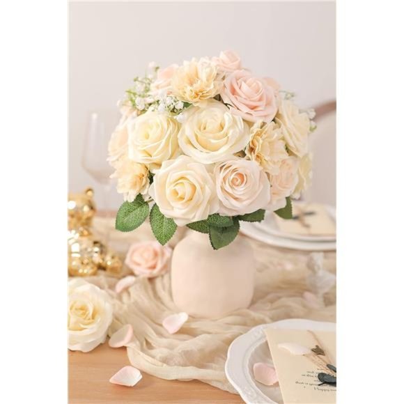 Artificial Flowers Box Set Gradient Color Foam Silk Fake with Stems DIY Wedding - Picture 3 of 6